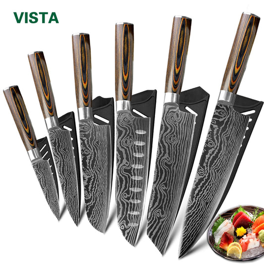 Kitchen Knives Set Stainless Steel 7CR17 Japanese Style Chef Knife Bread Meat Cleaver Paring Kitchen Knife Kitchen Accessories