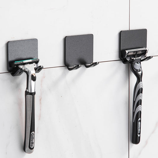 2 Pcs Punch Free Razor Holder Storage Hook Wall Men Shaving Shaver Shelf Bathroom Razor Rack Wall Bathroom Accessories