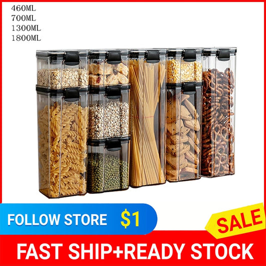 Food Storage Container, Refrigerator Noodle Box Multigrain Storage Tank, Transparent Airtight Tank, Storage Bottle With Lid