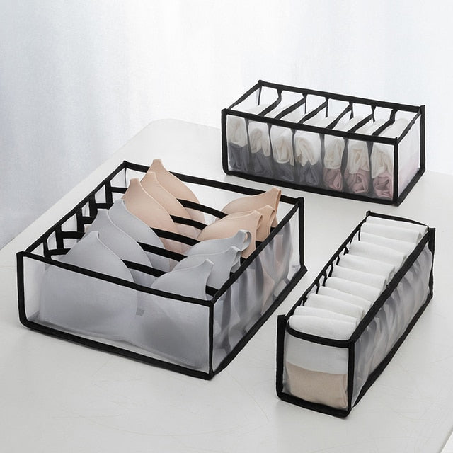 3 Pack Closet Underwear Organizer Storage Box with Lid, 17 Cell Collapsible  Dustproof Linen Cabinet Drawer Dividers Organizers, Washable Storage Boxes
