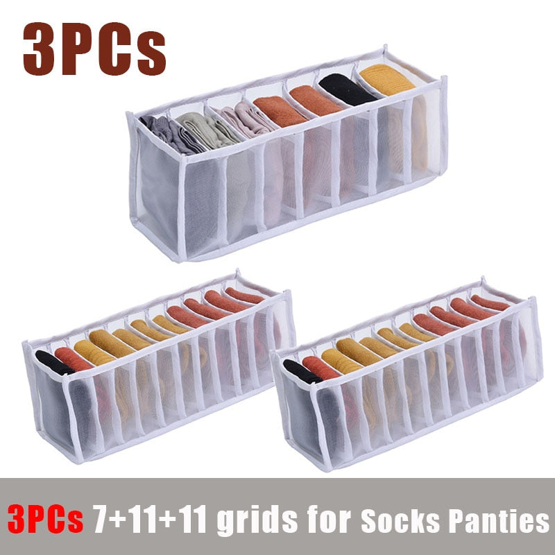 8/24 Grids Sock Storage Organizer Boxs / Foldable Cabinet Drawer Organizers  / Clothes Closets Underwear Underpants Bra Storage Box 1Pcs